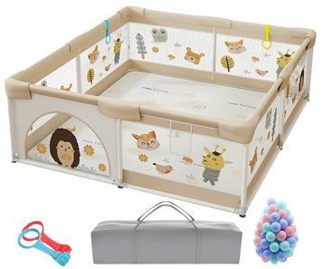 Дитячий манеж Terrio Hedgehog XL 180x200 см з двома ручками і 60 різнокольоровими м'ячами TQ-317XL фото