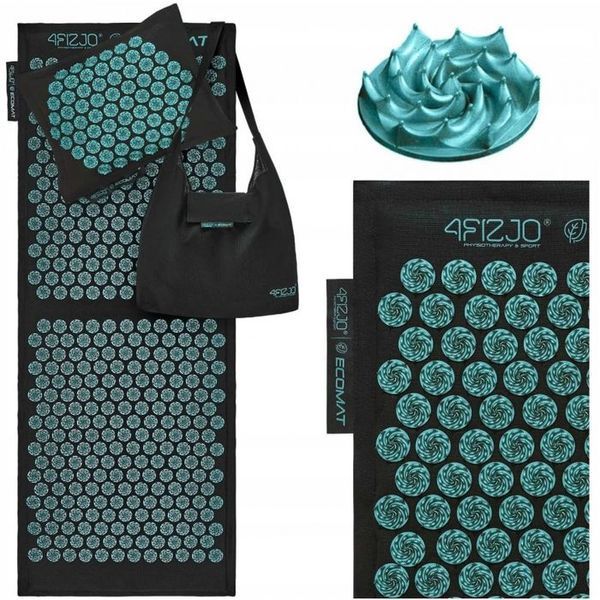 Килимок акупунктурний з подушкою 4FIZJO Eco Mat XL Аплікатор Кузнєцова Black/Blue (P-5907739317452) 154682-2692 фото