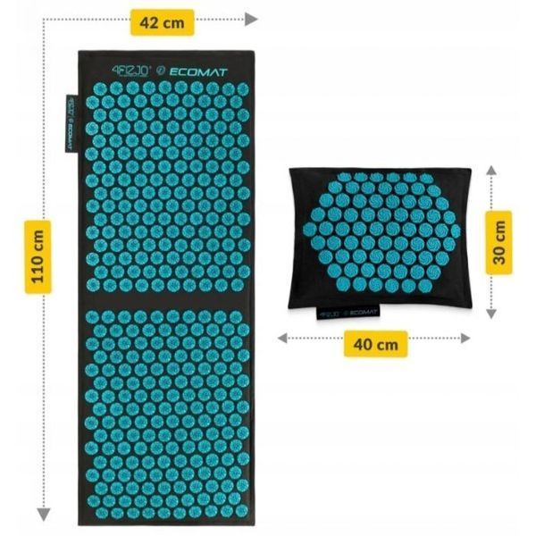 Килимок акупунктурний з подушкою 4FIZJO Eco Mat XL Аплікатор Кузнєцова Black/Blue (P-5907739317452) 154682-2692 фото
