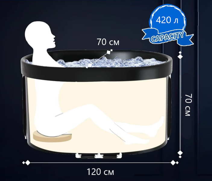 Овальна крижана ванна Ice Bath Spa з кришкою 120x70x70 см Льодовий басейн BS0024 фото