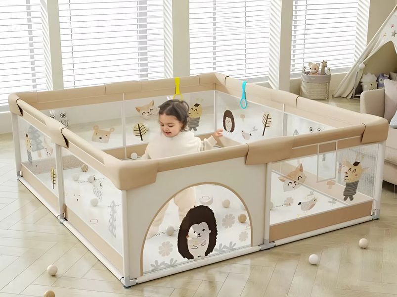 Дитячий манеж Terrio Hedgehog XL 180x200 см з двома ручками і 60 різнокольоровими м'ячами TQ-317XL фото
