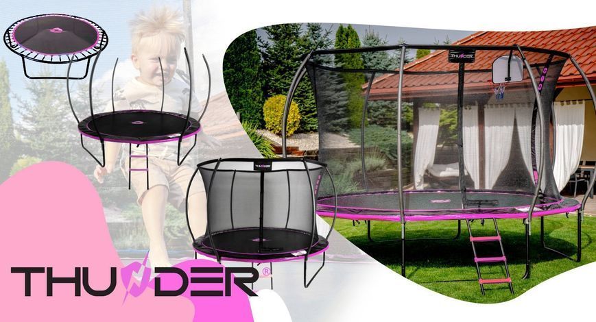 Батут THUNDER INSIDE ULTRA з внутрішньою сіткою 16 футів 490 см чорно-рожевий INSIDE-ULTRA-16FT-PINK фото