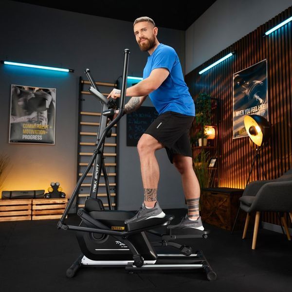 Орбітрек Trex Sport TX-700CT Steel магнітний для дому, 14 кг маховик, 14 рівнів опору, чорний 5902308237735 фото
