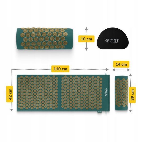 Килимок акупунктурний з валиком 4FIZJO Classic Mat XL Аплікатор Кузнєцова Navy Green/Gold (P-5907739313317) 147970-2692 фото