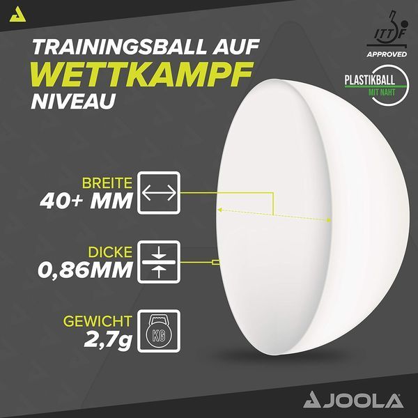 М'ячі для настільного тенісу JOOLA Magic ABS 40+ White 44217 144 шт 2 зірки 932156 фото
