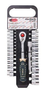 Набір головок з тріскачкою 26пр. 1/4'' 3/8'' 6-гранні (4,5-19мм) 153738-2977482 фото