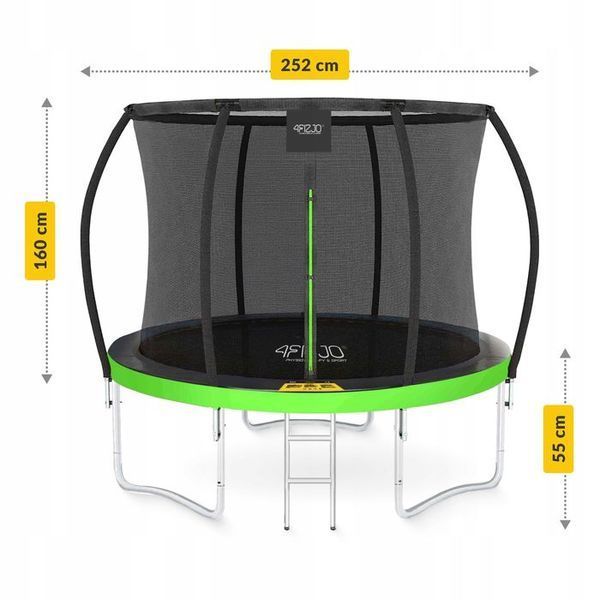 Батут із внутрішньою сіткою 4FIZJO PRO 8FT 252 см Black/Green (P-5907739314161) 149530-2692 фото