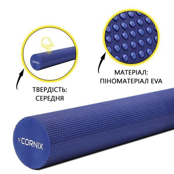 Масажний ролик Cornix EVA+ 90 x 15 см (валик, роллер) XR-0314 Navy Blue 143257-2692 фото