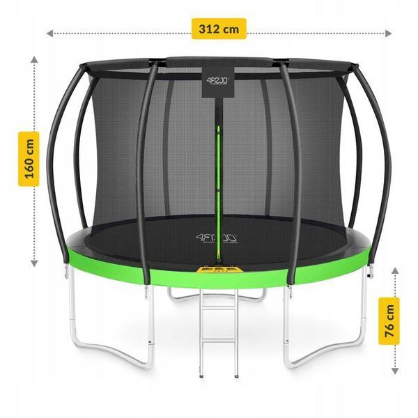 Батут із внутрішньою сіткою 4FIZJO PRO 10FT 312 см Black/Green (P-5907739314178) 154196-2692 фото