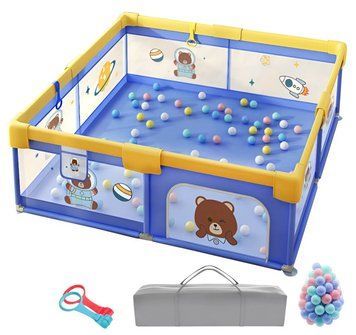 Дитячий манеж Terrio Bear XL 180x200 см з двома ручками і 60 різнокольоровими м'ячами TQ-315XL фото
