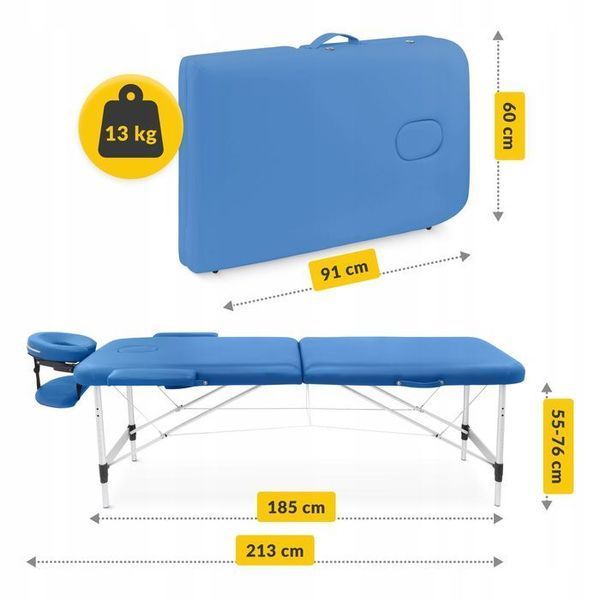 Масажний стіл складний 4FIZJO Massage Table Alu W60 Blue (P-5907739318404) 154644-2692 фото