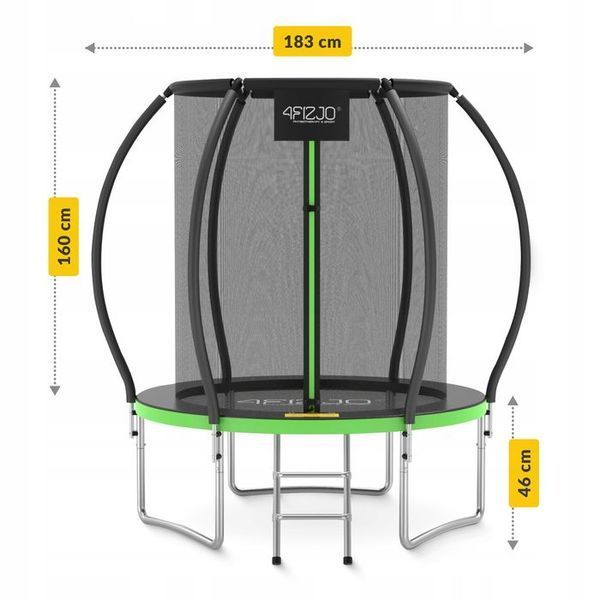 Батут із внутрішньою сіткою 4FIZJO PRO 6FT 183 см Black/Green (P-5907739319234) 154197-2692 фото