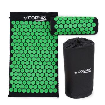 Килимок акупунктурний з валиком Cornix Classic Mat Аплікатор Кузнєцова XR-0110 Black/Green XR-0110 фото