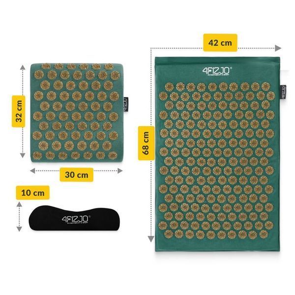 Килимок акупунктурний з подушкою 4FIZJO Ergo Mat Аплікатор Кузнєцова Navy Green/Gold (P-5907739315076) 147992-2692 фото