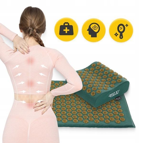 Килимок акупунктурний з подушкою 4FIZJO Ergo Mat Аплікатор Кузнєцова Navy Green/Gold (P-5907739315076) 147992-2692 фото