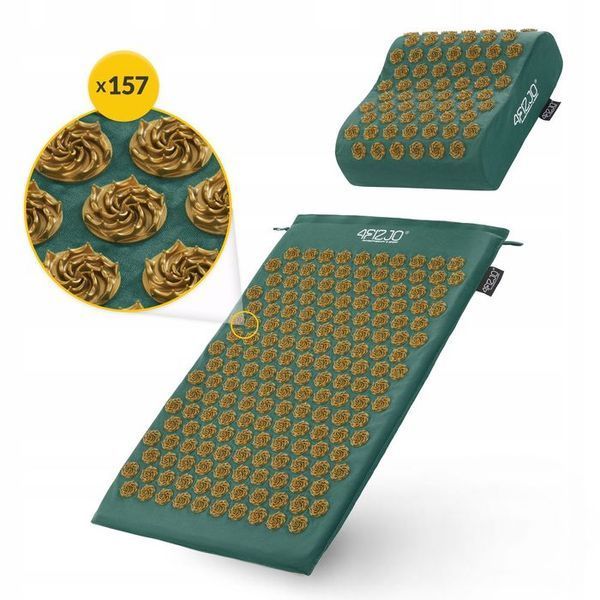 Килимок акупунктурний з подушкою 4FIZJO Ergo Mat Аплікатор Кузнєцова Navy Green/Gold (P-5907739315076) 147992-2692 фото