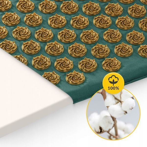 Килимок акупунктурний з подушкою 4FIZJO Ergo Mat Аплікатор Кузнєцова Navy Green/Gold (P-5907739315076) 147992-2692 фото