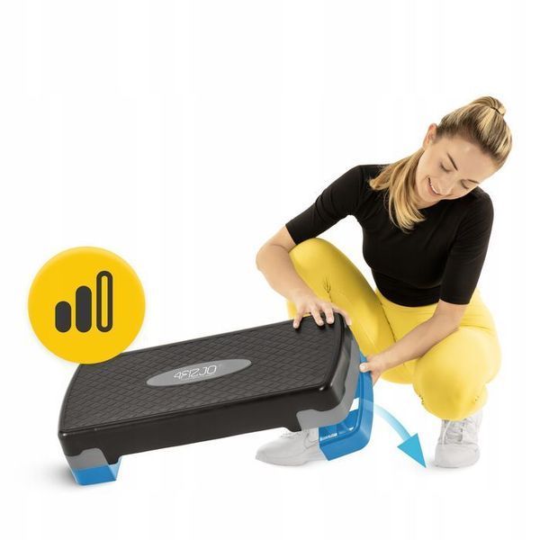 Степ-платформа 2-ступінчаста 4FIZJO 69 х 28 х 10-15 см Black/Blue (P-5907222931370) P-5907222931370 фото