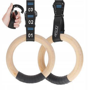 Гімнастичні кільця 4FIZJO дерев'яні, регульовані Black/Blue (P-5905973402743) P-5905973402743 фото