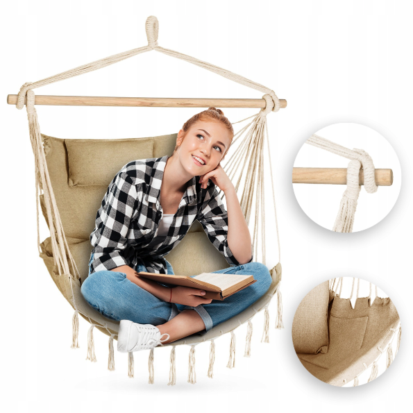 Бразильське крісло - гамак Outtec Boho Sois XXL бежевий 5905884424377 фото