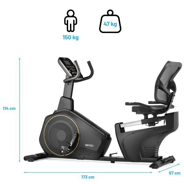 Горизонтальний велотренажер Gymtek XBR6000 електромагнітний золотистий 147900-1664 фото