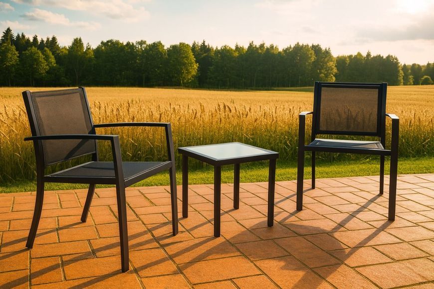 Комплект садових меблів Chomik GARDEN LINE ORLANDO стіл та 2 стільці темно-сірий 103898-1664 фото