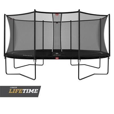 Батут з сіткою BERG Grand Favorit Regular 520 x345 Black + Safety Net Comfort (30.25.15.40+35.74.63.01) овальний +драбинка 102183-3103 фото