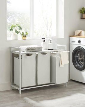 Кошик для білизни Leobert Chariot з трьома відділеннями 3 x 38л білий 5903332070664 фото