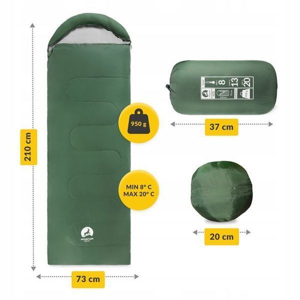 Спальний мішок (спальник) ковдра Mountain Goat 2 в 1 Standard 8 ...+20&deg;C R Olive/Grey (P-5905973400961) 154700-2692 фото