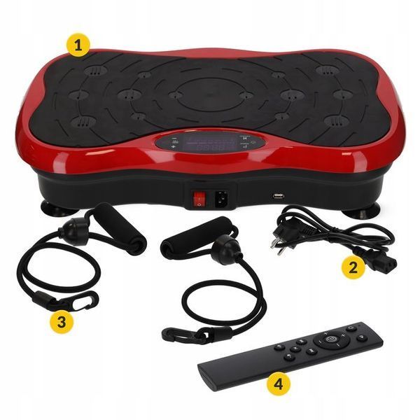 Віброплатформа для тренувань 4FIZJO Ultra+ з пультом та еспандерами Black/Red (P-5905973401531) P-5905973401531 фото