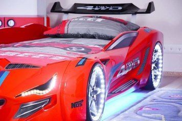 Ліжко у вигляді машини, з підсвічуванням і спойлером, BMW червоне Туреччина 352-3056 фото