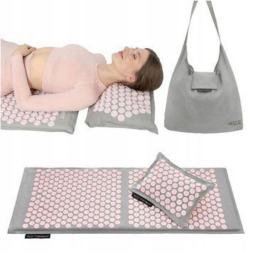Килимок акупунктурний з подушкою 4FIZJO Eco Mat XL Аплікатор Кузнєцова Grey/Pink (P-5907739313607) 154236-2692 фото