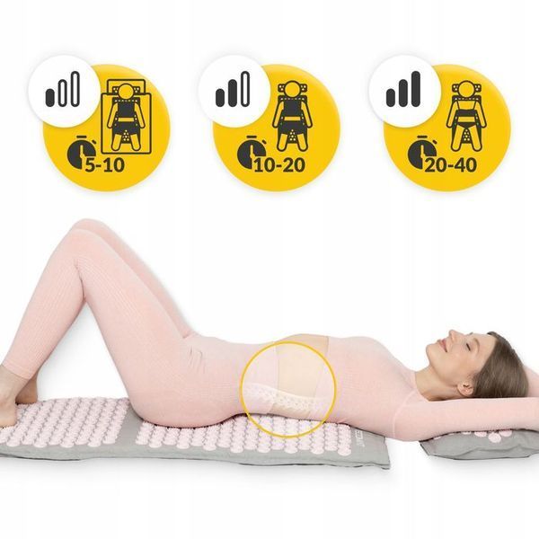 Килимок акупунктурний з подушкою 4FIZJO Eco Mat XL Аплікатор Кузнєцова Grey/Pink (P-5907739313607) 154236-2692 фото