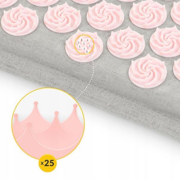 Килимок акупунктурний з подушкою 4FIZJO Eco Mat XL Аплікатор Кузнєцова Grey/Pink (P-5907739313607) 154236-2692 фото