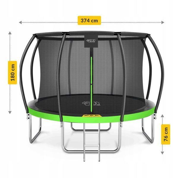 Батут із внутрішньою сіткою 4FIZJO PRO 12FT 374 см Black/Green (P-5907739314185) P-5907739314185 фото