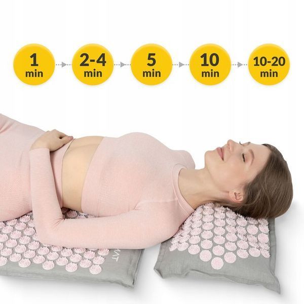 Килимок акупунктурний з подушкою 4FIZJO Eco Mat XL Аплікатор Кузнєцова Grey/Pink (P-5907739313607) 154236-2692 фото
