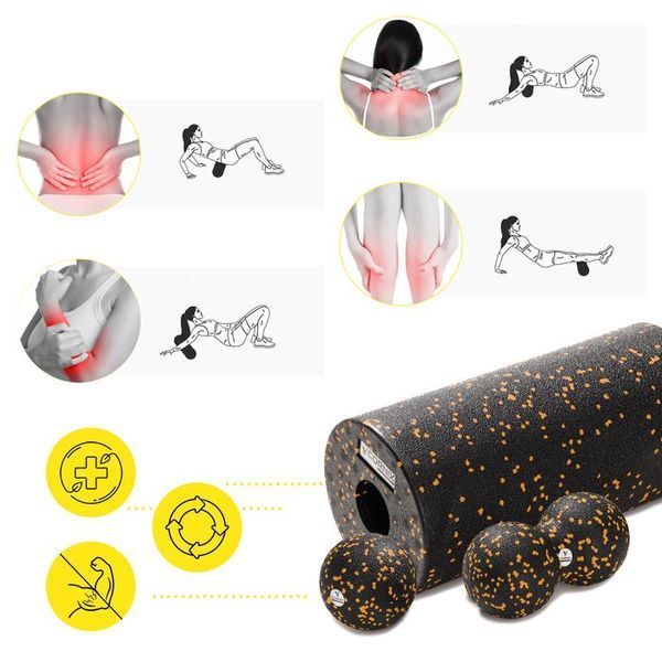Масажний набір Cornix (Ball 8 см, Duoball 8 х 16 см та Foam Roller 30 х 15 см) XR-0081 XR-0081 фото