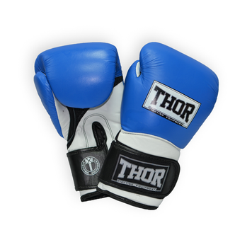 Рукавички боксерські THOR PRO KING 10oz / шкіра / синьо-біло-чорні 3208-1888 фото