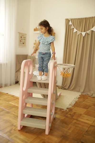 Дитяча гірка 2в1 Terrio &ldquo;Classic&rdquo; Рожево-сіра 170 см 22325-163765 фото