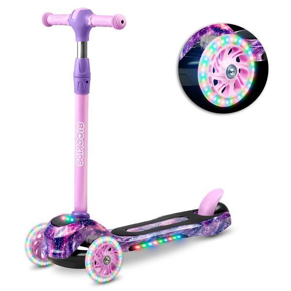 Самокат дитячий триколісний Ricokids Piko з LED колесами рожево-фіолетовий 765013 фото