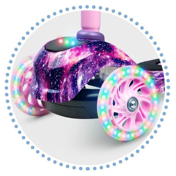 Самокат дитячий триколісний Ricokids Piko з LED колесами рожево-фіолетовий 765013 фото