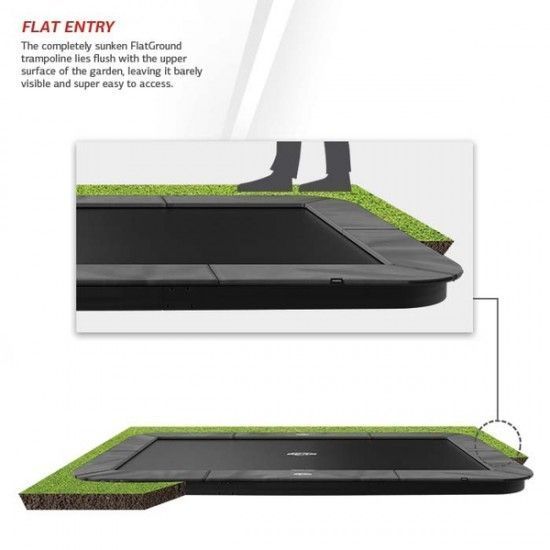 Прямокутний грунтовий батут з стіною BERG Ultim Champion FlatGround 410 Grey + AeroWall BLK&GRY 32.31.44.31 102186-3103 фото