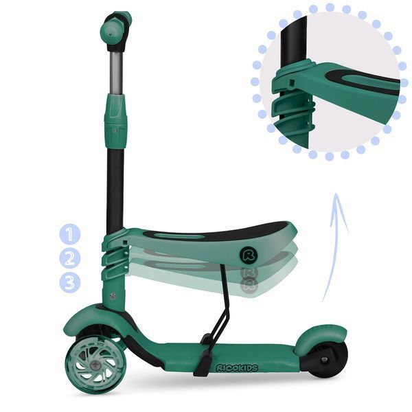 Самокат дитячий триколісний Ricokids Todi зелений 765403 фото