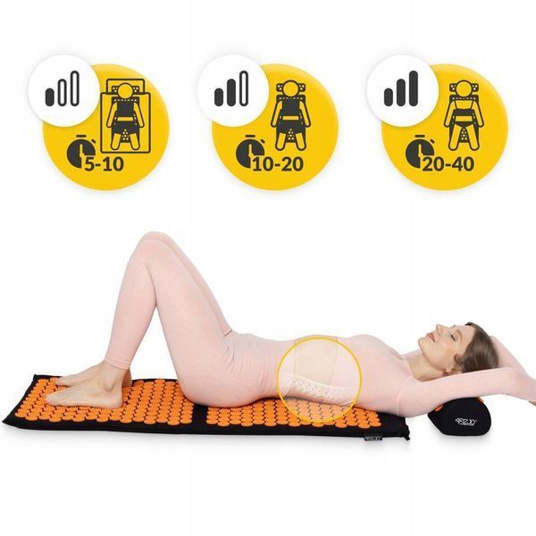 Килимок акупунктурний з валиком 4FIZJO Classic Mat XL Аплікатор Кузнєцова Black/Orange (P-5907222931776) 154205-2692 фото