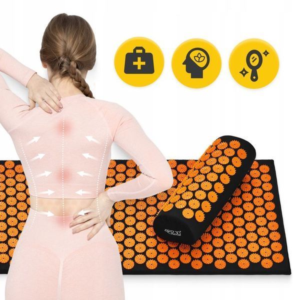 Килимок акупунктурний з валиком 4FIZJO Classic Mat XL Аплікатор Кузнєцова Black/Orange (P-5907222931776) 154205-2692 фото