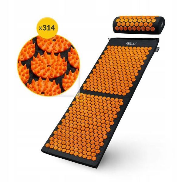 Килимок акупунктурний з валиком 4FIZJO Classic Mat XL Аплікатор Кузнєцова Black/Orange (P-5907222931776) 154205-2692 фото