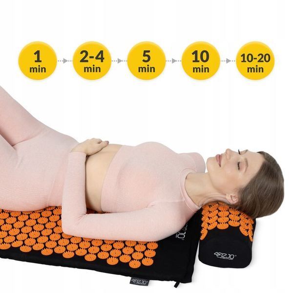 Килимок акупунктурний з валиком 4FIZJO Classic Mat XL Аплікатор Кузнєцова Black/Orange (P-5907222931776) 154205-2692 фото