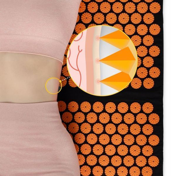 Килимок акупунктурний з валиком 4FIZJO Classic Mat XL Аплікатор Кузнєцова Black/Orange (P-5907222931776) 154205-2692 фото