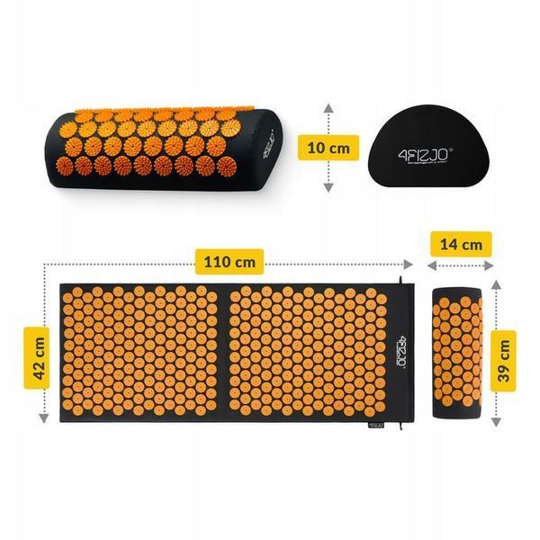 Килимок акупунктурний з валиком 4FIZJO Classic Mat XL Аплікатор Кузнєцова Black/Orange (P-5907222931776) 154205-2692 фото