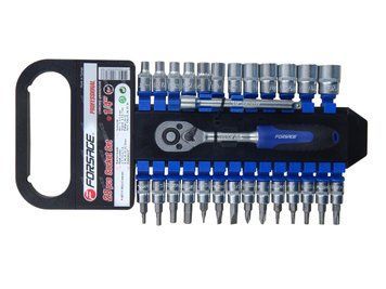 Набір головок і біт з тріскачкою 28пр. 1/4'' (4-14мм; Torx:T10-T30; Hex:3-6мм; Slotted:SL4.5-SL7; Philips: PH1-PH2) 153749-2977482 фото